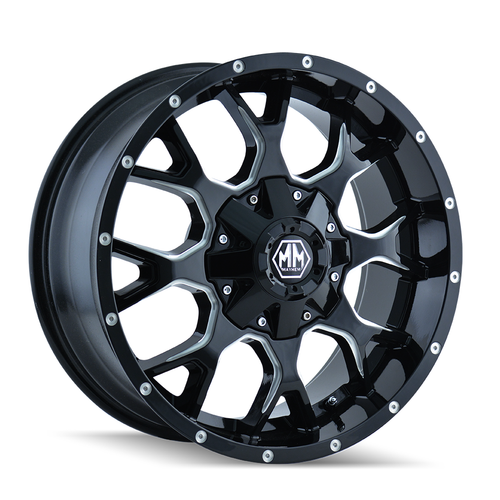Set 4 20" Mayhem Warrior 20x10 Black Milled 8x180 Wheels -25mm Rims For Chevy