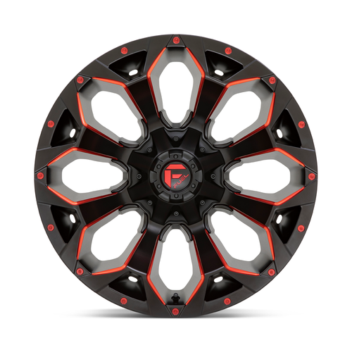 20" Fuel D787 Assault 20x12 5x4.5 5x5 Matte Black Red Milled -43mm Lifted Wheel