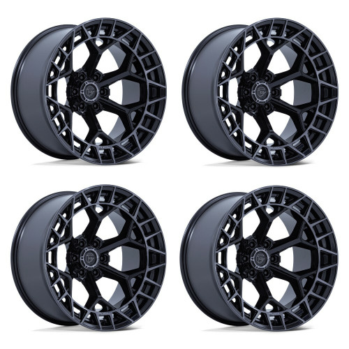Set 4 22" Fuel FC873 Charger Black Brushed Face Dark Tint 22x12 5x5 -44mm Rims