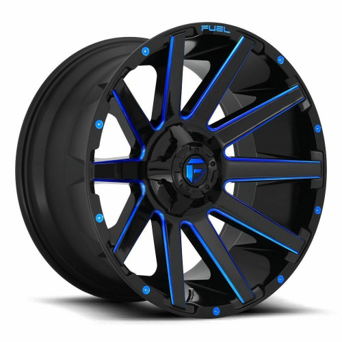 20" Fuel D644 Contra 20x10 5x5.5 5x150 -18mm Wheel Black Blue Tinted Clear Rim