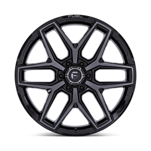 22" Fuel Flux 22x12 5x5 -44mm Wheel Gloss Black Brushed Face Gray Tint Truck Rim