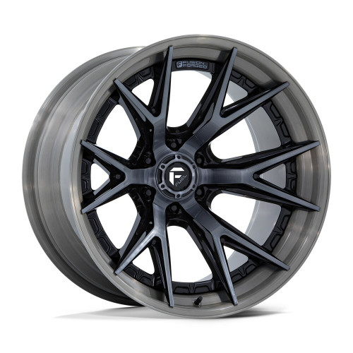 Set 4 22" Fuel FC402 Catalyst Black Brushed Gray Tint Face & Lip 22x12 8x180 -44mm
