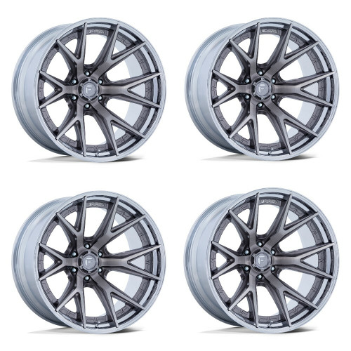 Set 4 20" Fuel FC402 Catalyst 20x10 8x180 -18mm Wheels Platinum Chrome Lip Rims