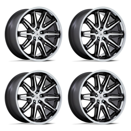 Set 4 20" Asanti Black AB047 Imperator Black Machined SS Lip 20x9 5x120 27mm Rim