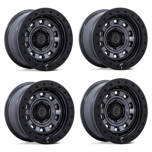 Set 4 17" Black Rhino BR023 Xplorer Matte Gunmetal Black Lip 17x9 6x5.5 1mm Rims