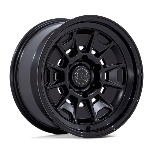 Set 4 17" Black Rhino BR021 Mondo Black Gloss Black Lip 17x9 6x5.5 -38mm Wheels