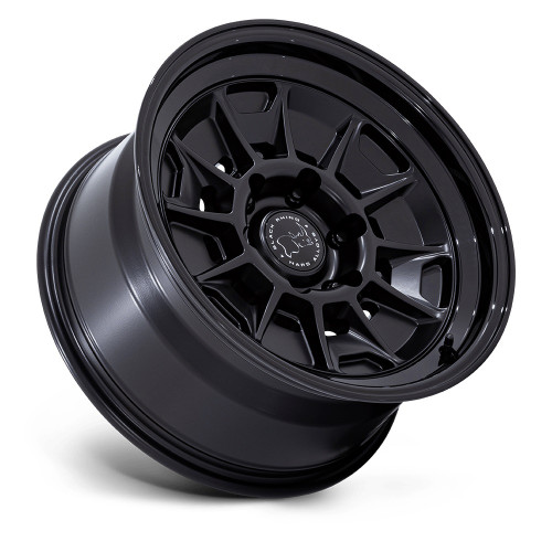 17" Black Rhino BR021 Mondo Matte Black Gloss Black Lip 17x8.5 6x5.5 -10mm Wheel