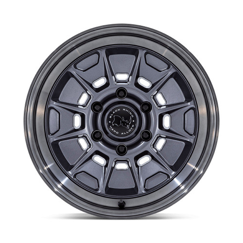 17" Black Rhino BR021 Mondo Matte Gunmetal Gloss Gray Lip 17x8.5 6x5.5 20mm Rim