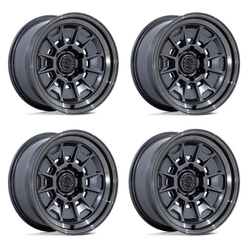 Set 4 17" Black Rhino BR021 Mondo Gunmetal Gloss Gray Lip 17x8.5 6x5.5 20mm Rims
