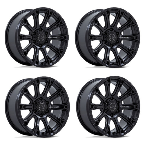 Set 4 18" Black Rhino BR020 Diamondback Matte Black 18x9 Wheels 5x5 12mm Rims