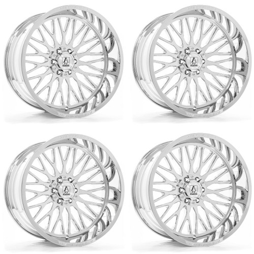 Set 4 24" Axe Wheels Kratos Chrome 24x14 8x6.5 -76mm For Chevy GMC Ram Ford Rims
