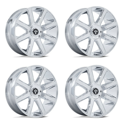 Set 4 24" DUB 1PC DC273 Pull Chrome 24x9 Wheels 5x115 5x120 15mm Rims