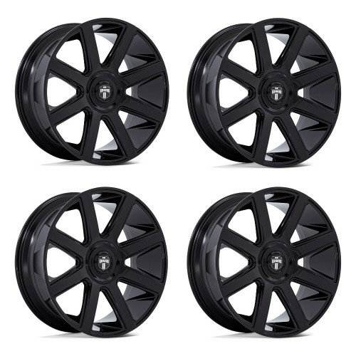 Set 4 24" DUB 1PC DC273 Pull Gloss Black 24x10 Wheels 5x115 5x120 15mm Rims