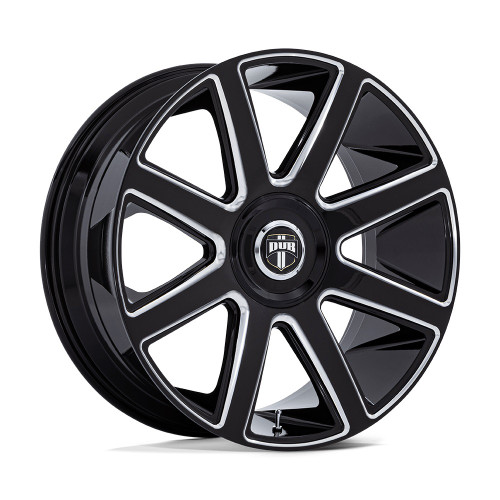24" DUB 1PC DC273 Pull Gloss Black Milled 24x9 Wheel 5x115 5x120 38mm Rim