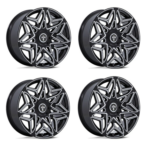 Set 4 24" DUB DC274 Anomaly Gloss Black Milled 24x10 Wheels 6x135 6x5.5 25mm Rim