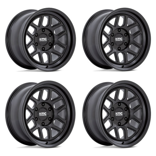 Set 4 18" KMC KM451 Mesa Forged Monoblock Satin Black 18x9 Wheels 8x6.5 0mm Rims