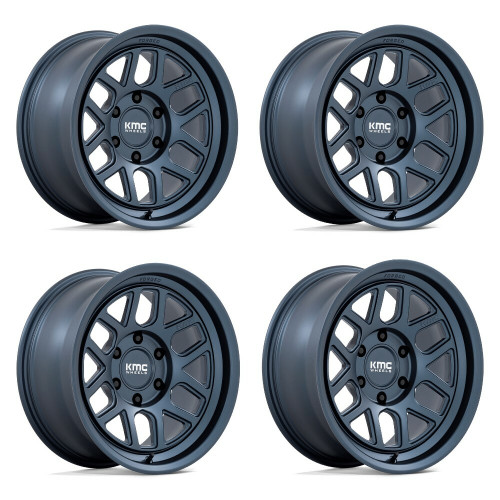 Set 4 18" KMC KM446 Mesa Forged Monoblock Metallic Blue 18x9 6x5.5 -12mm Wheels