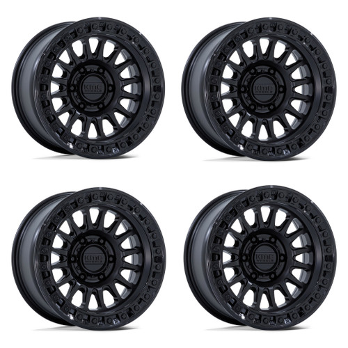Set 4 18" KMC KM552 IMS Matte Black Gloss Black Lip 18x9 Wheels 6x135 18mm Rims