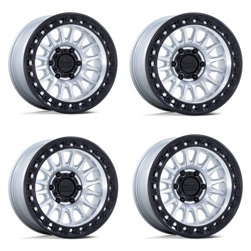 Set 4 18" KMC KM552 IMS Machined Black Lip 18x9 Wheels 6x135 18mm Truck Suv Rims