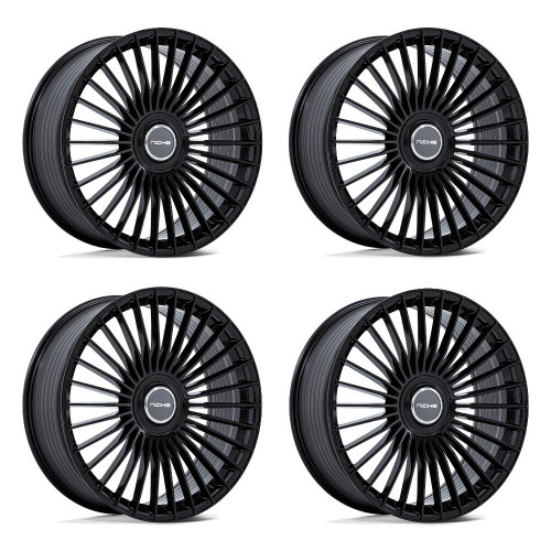 Set 4 22" Niche 1PC NC282 Serene Gloss Black 22x10 Wheels 5x130 20mm Rims