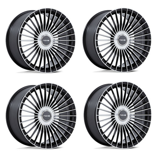 Set 4 22" Niche NC282 Serene Gloss Black Machined Face 22x9 5x112 5x120 20mm Rim