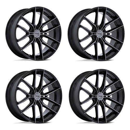Set 4 24" Niche NC280 Prodigy 6 Gloss Black Dark Tinted Clear 24x10 6x135 25mm
