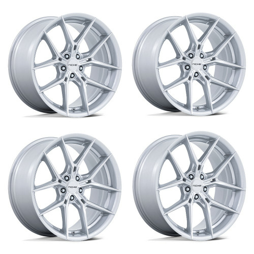 Set 4 20" Niche NC279 Prodigy 5 Silver Machined Face 20x9.5 Wheels 5x115 15mm