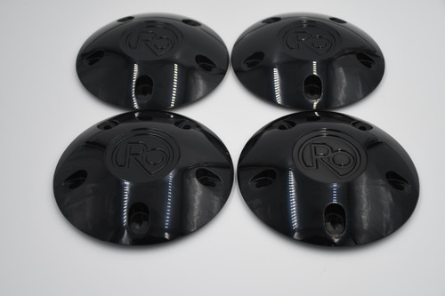 Set 4 5 Lug Black Ro Center Cap fits Akuza Ion Mayhem American Racing Wheels