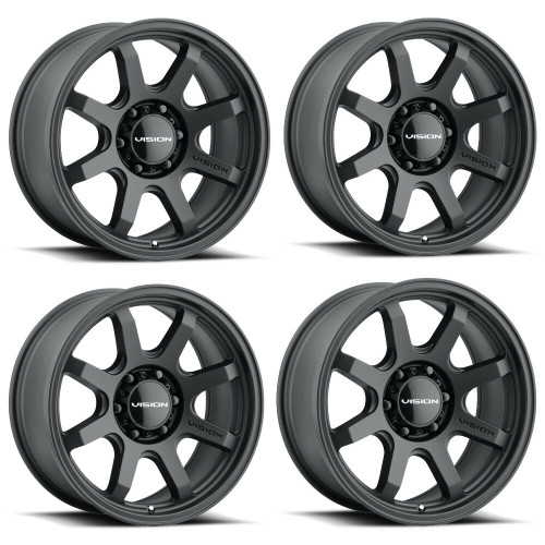 Set 4 18" Vision Off Road 351 Flow Satin Black Wheels 18x9 6x5.5 18mm Truck Rims