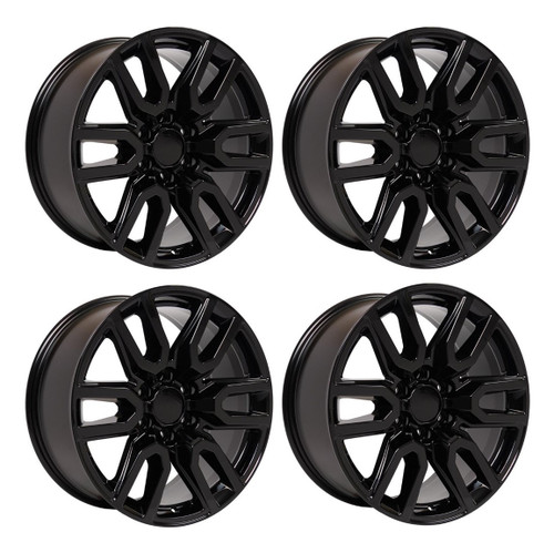 Set 4 20" OE Wheels CV36 Gloss Black 20x9 Wheels 6x5.5 Rims 24mm For Chevy GMC