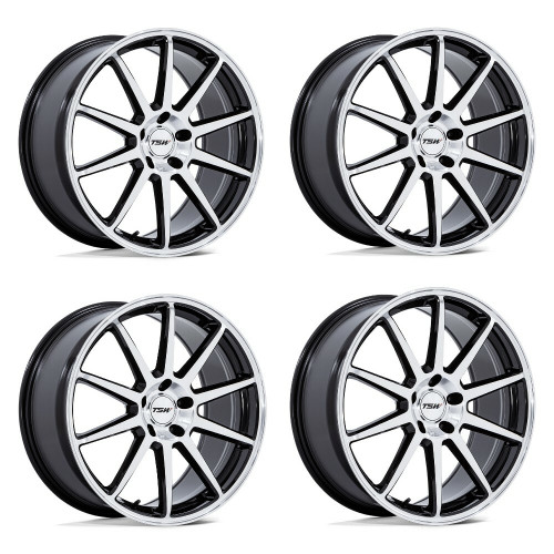 Set 4 20" TSW TW004 Canard Gloss Black Machined Face 20x9 Wheels 5x112 27mm Rims