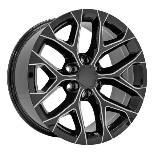 22" OE Wheels CV98B Black w/ Milled Edge 22x9 Wheel 6x5.5 Rim 24mm For Chevy GMC