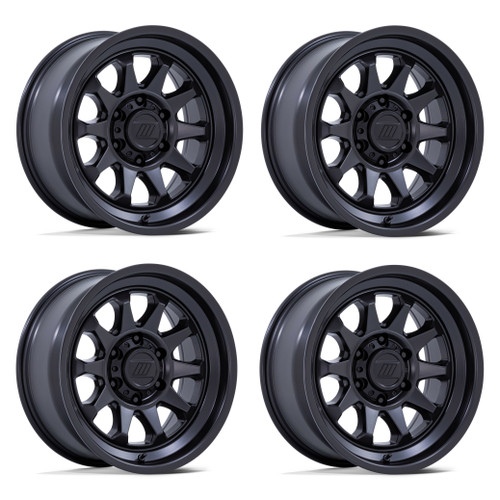 Set 4 17" Pro Comp Alloys PA203 Beacon Matte Black 17x8 Wheels 5x5 20mm Rims
