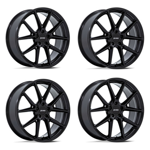 Set 4 17" Petrol PE002 P1E Gloss Black 17x8 Wheels 5x110 40mm Rims
