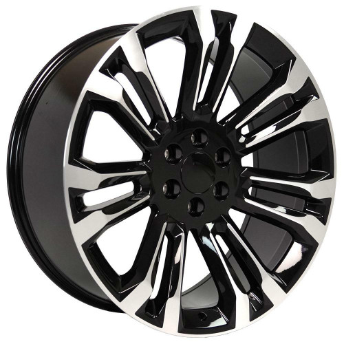 Set 4 24" OE Wheels CV43B Black Machined 24x10 Wheels 6x5.5 Rims 24mm For Chevy