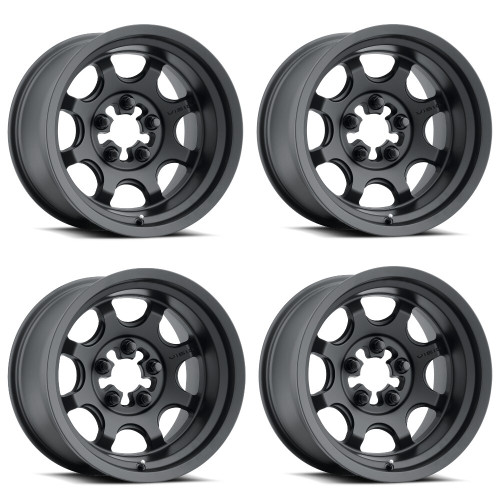 Set 4 15" Vision ATV 351 Flow Satin Black 15x10 Wheels 5x4.5 0mm Rims
