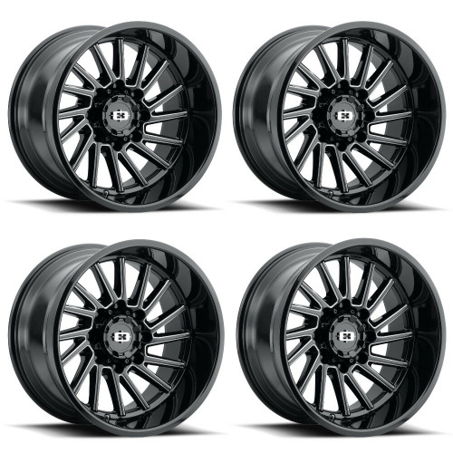 Set 4 20" Vision 306 Rapier Gloss Black Milled Spoke 20x12 Wheels 8x170 -51mm