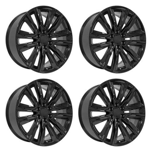 Set 4 22" OE Wheels CA91 Gloss Black 22x9 Wheels 6x5.5 Rims 28mm For Chevy GMC
