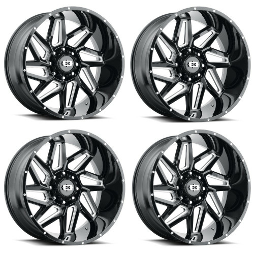 Set 4 18" Vision Off Road 361 Gloss Black Milled Spoke 18x9 Wheels 8x6.5 12mm