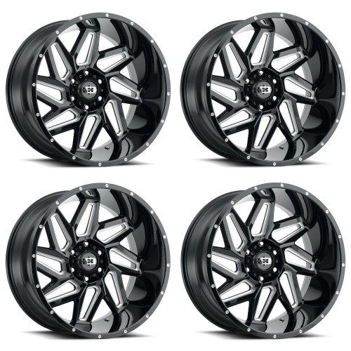 Set 4 20" Vision Off Road 361 Gloss Black Milled Spoke 20x9 Wheels 6x5.5 12mm