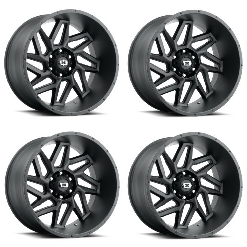 Set 4 17" Vision Off Road 361 Satin Black 17x9 Wheels 5x5 12mm For Jeep Rims
