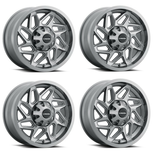 Set 4 14" Vision ATV 361 Gunmetal 14x7 Wheels 4x136 2.5mm Rims