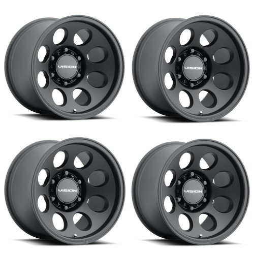 Set 4 16" Vision Off Road 56 Midway Satin Black 16x8 Wheels 6x5.5 0mm Truck Rims
