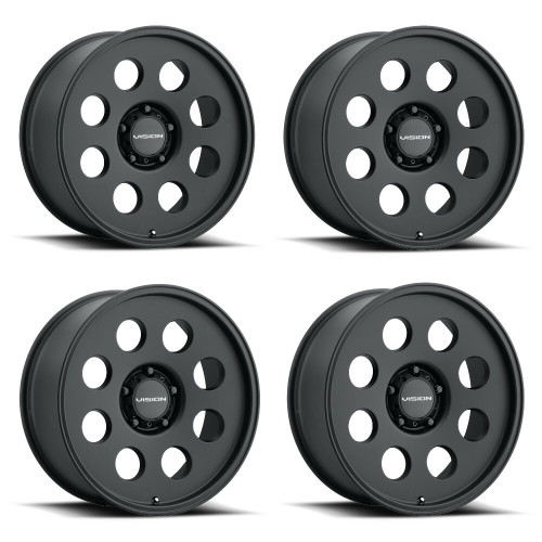 Set 4 16" Vision Off Road 56 Midway Satin Black 16x8 Wheels 5x5 0mm Truck Rims