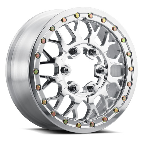 15" Vision ATV 346 Storm Polished 15x10 Wheel 6x5.5 25mm Beadlock Rim