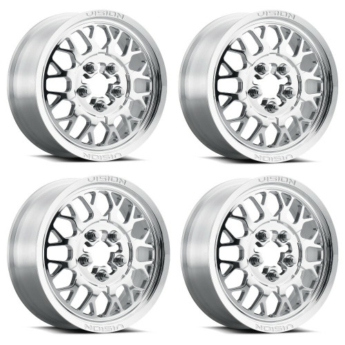 Set 4 15" Vision ATV 346 Storm Polished 15x6 Wheels 6x5.5 50.6mm Rims