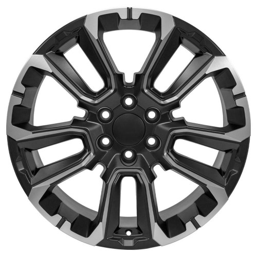 22" OE Wheels CV68 Satin Black w Milled Edge 22x9 Wheel 6x5.5 28mm For Chevy GMC