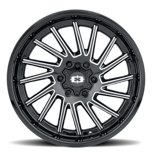 20" Vision 306 Rapier Gloss Black Milled Spoke 20x9 Wheel 6x5.5 -12mm Lifted Rim