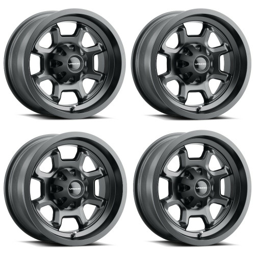 Set 4 14" Vision ATV 415 Bomb Matte Black 14x7 Wheels 4x115 2.5mm Rims