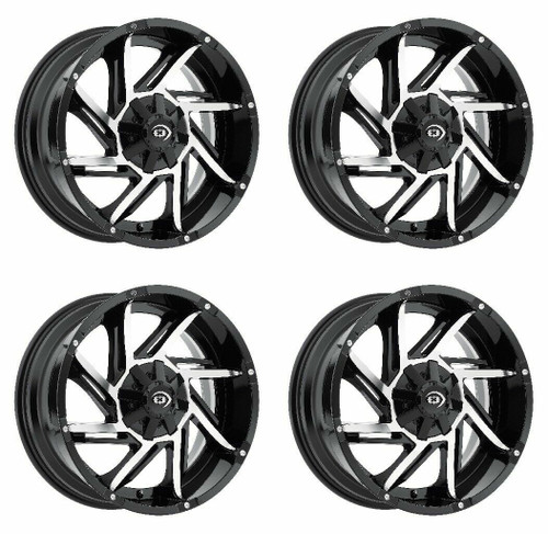 Set 4 20" Vision Off Road 422 Gloss Black Machined Face 20x9 Wheels 6x135 -51mm